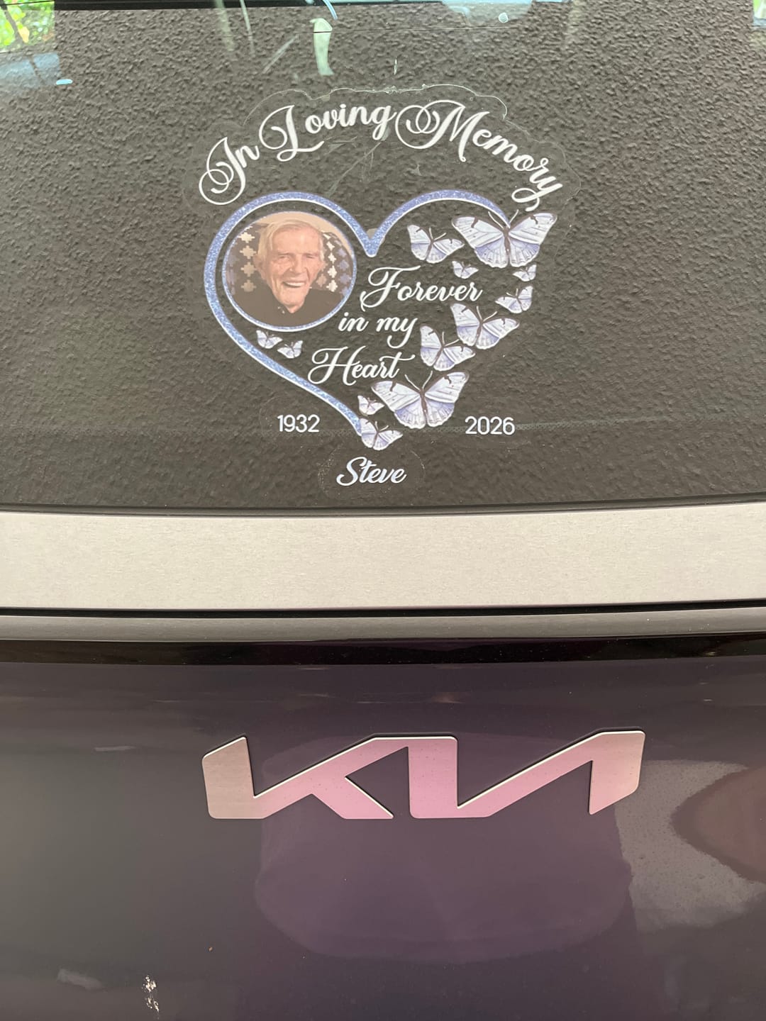 Customer photo review of In Loving Memory Sparkling Heart Memorial Butterflies Personalized Decal