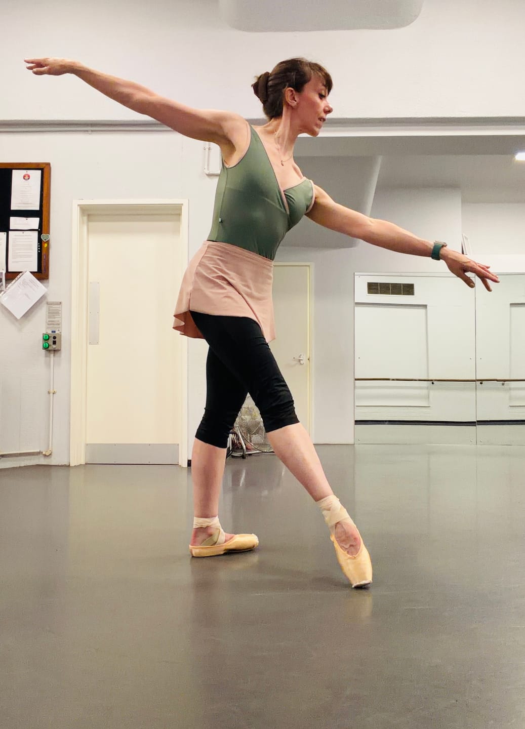 Customer photo review of Women's Marseille Wrap Front Leotard - Army Green