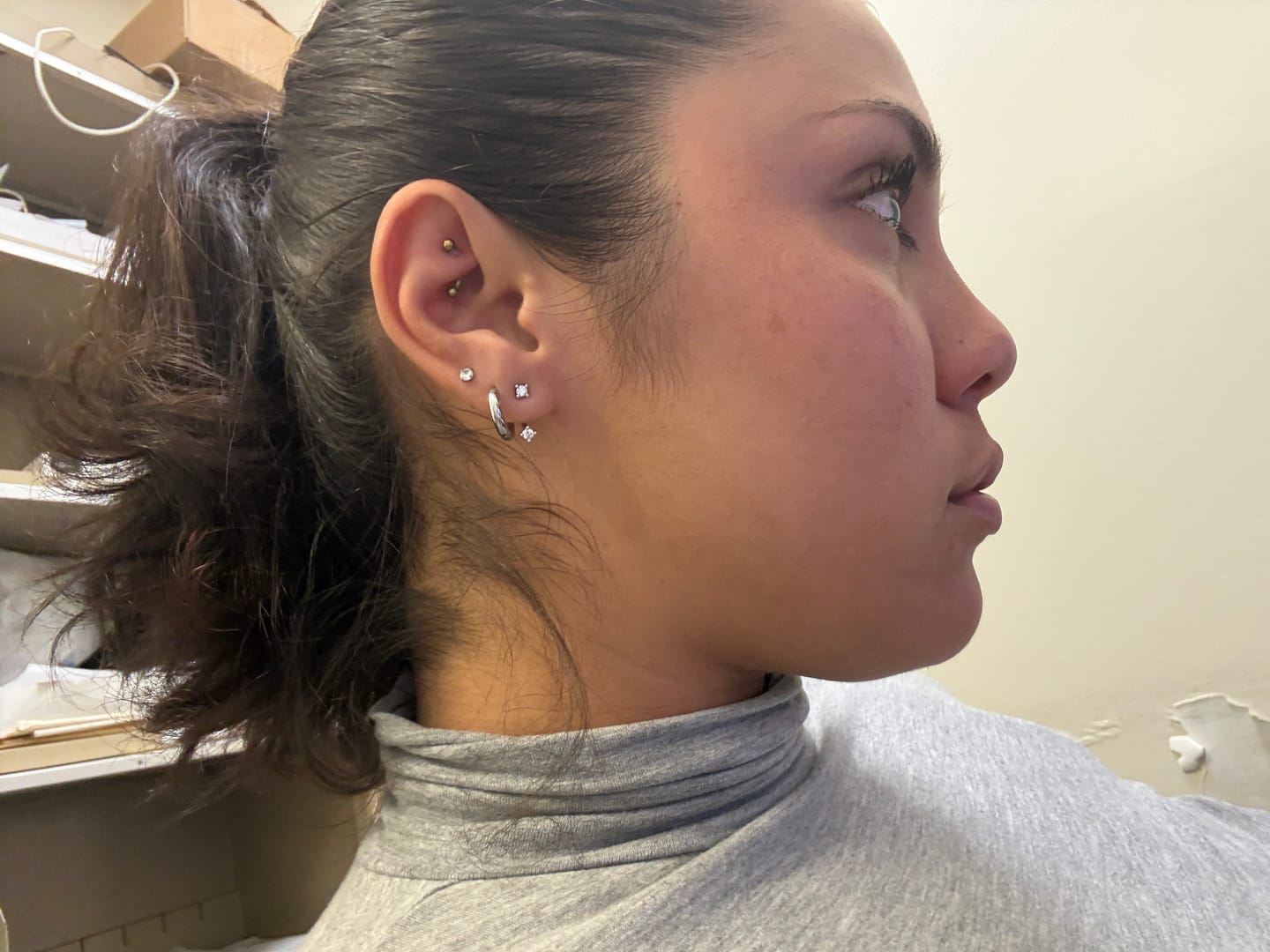Customer photo review of Gold Trio Mini Hoop Set