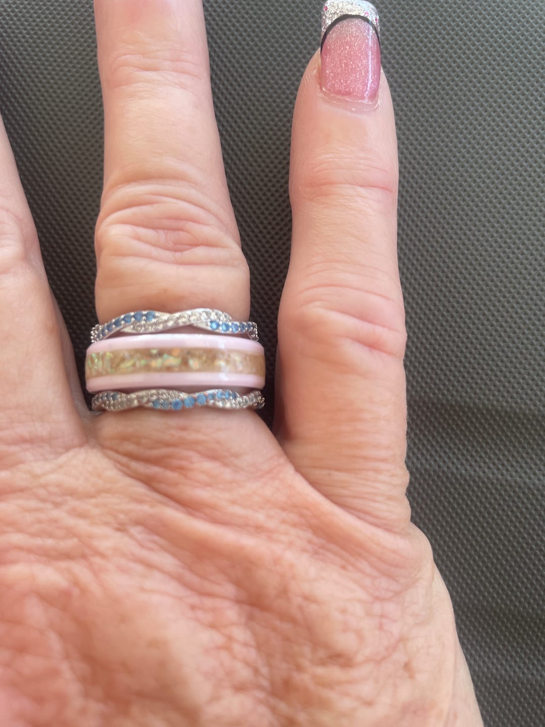 Customer photo review of Custom Wavy Birthstone Promise Ring