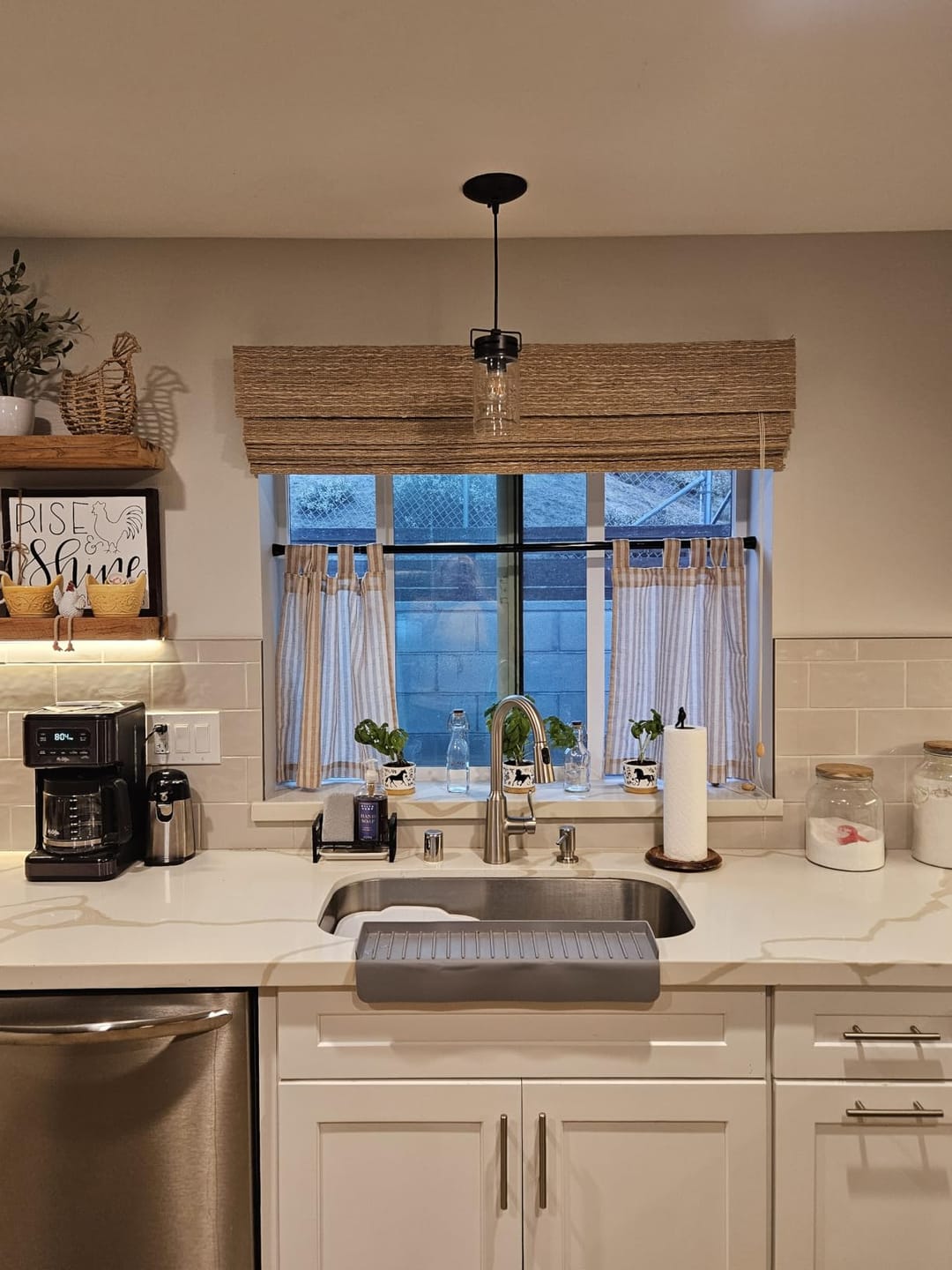 Customer photo review of Colorful Striped Linen Wood Ear Edge Kitchen Curtains