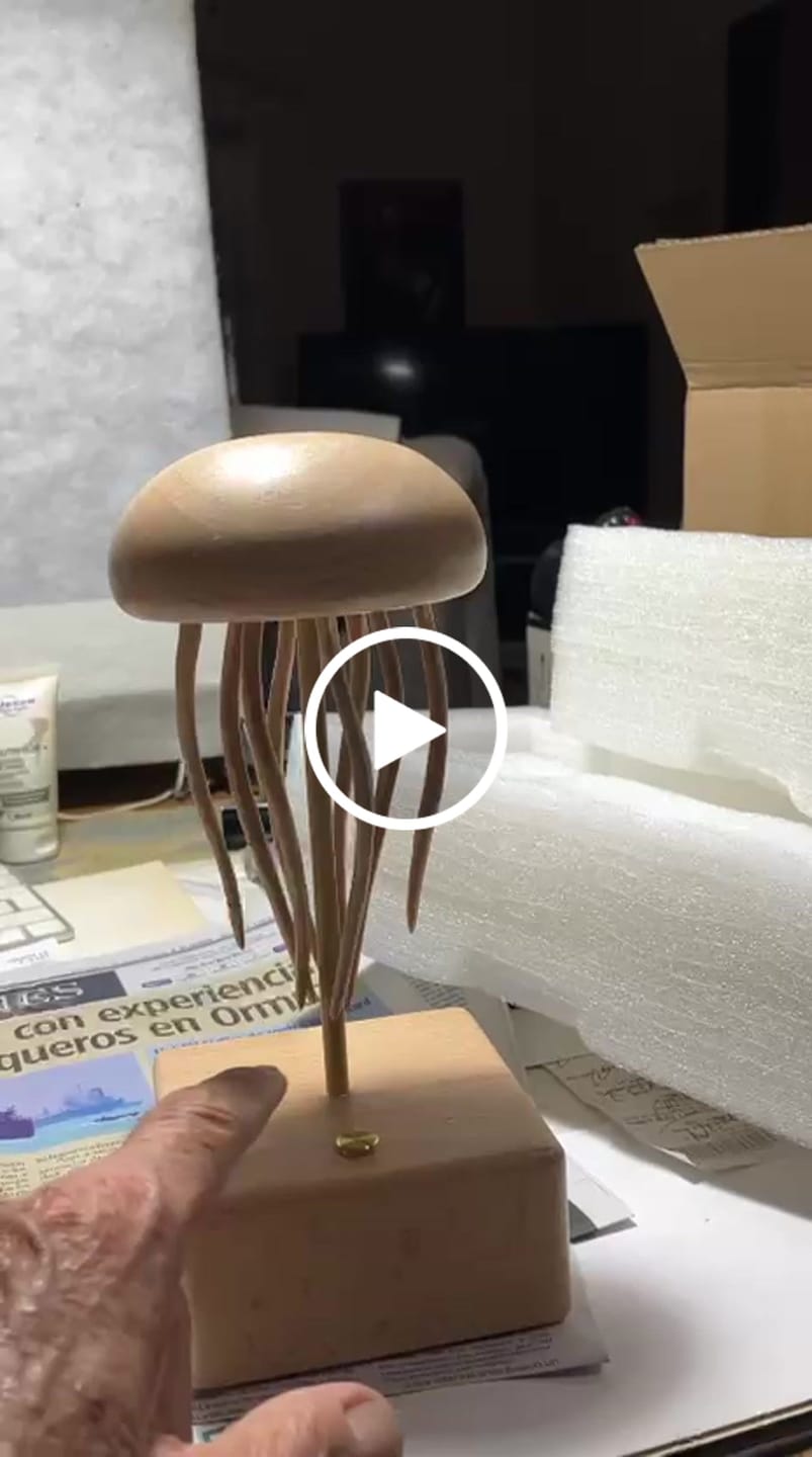 Customer video review of MarinerPoet Handcrafted Wooden Jellyfish Automaton