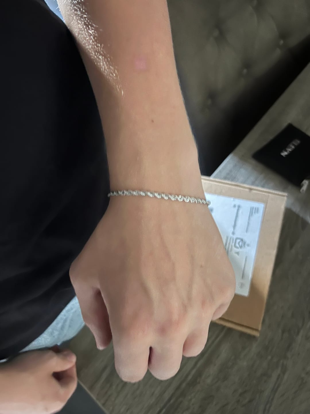 Customer photo review of Bundle: Rope Bracelet + Chain 3MM (Silver Plated)