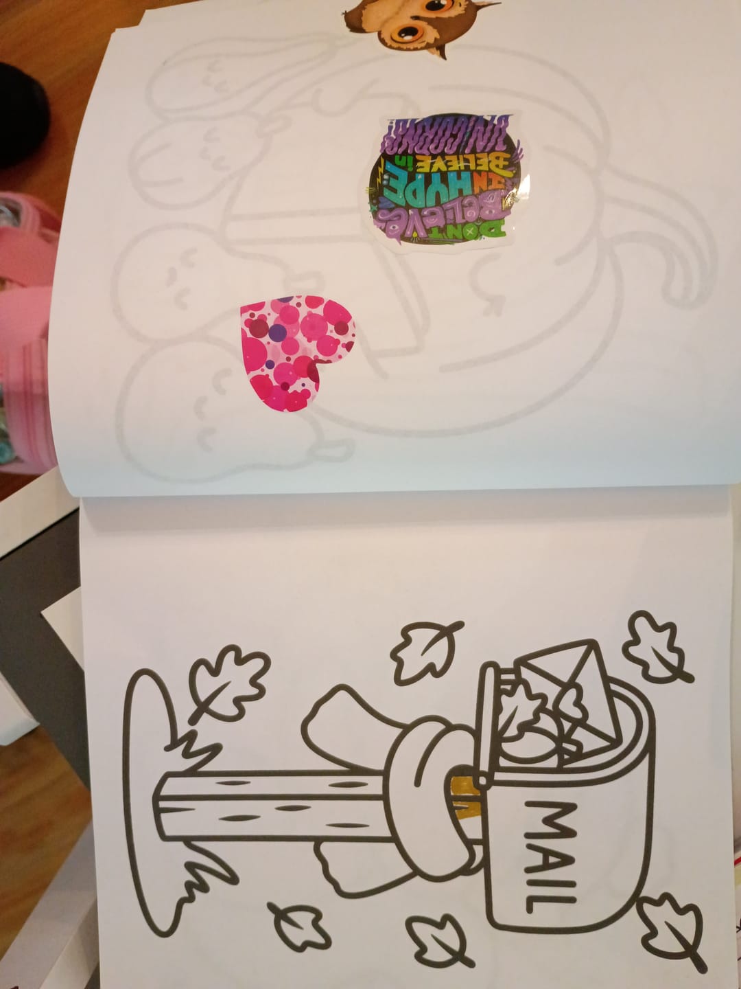 Customer photo review of Cozy Fall Dayz Coloring Book & Reusable Protective Sheet