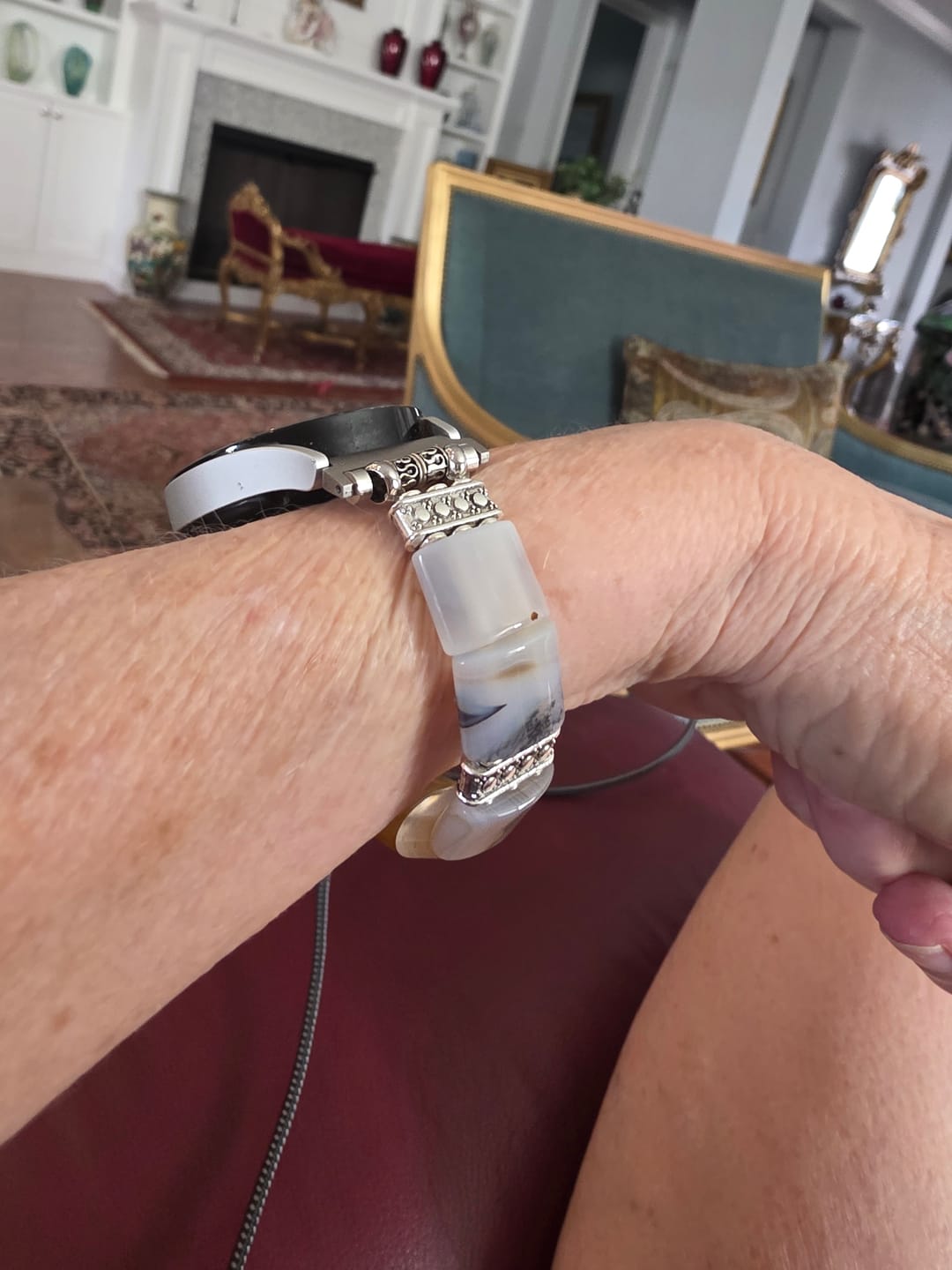Customer photo review of Sacred Sands Agate Stretch Samsung Galaxy Watch Strap
