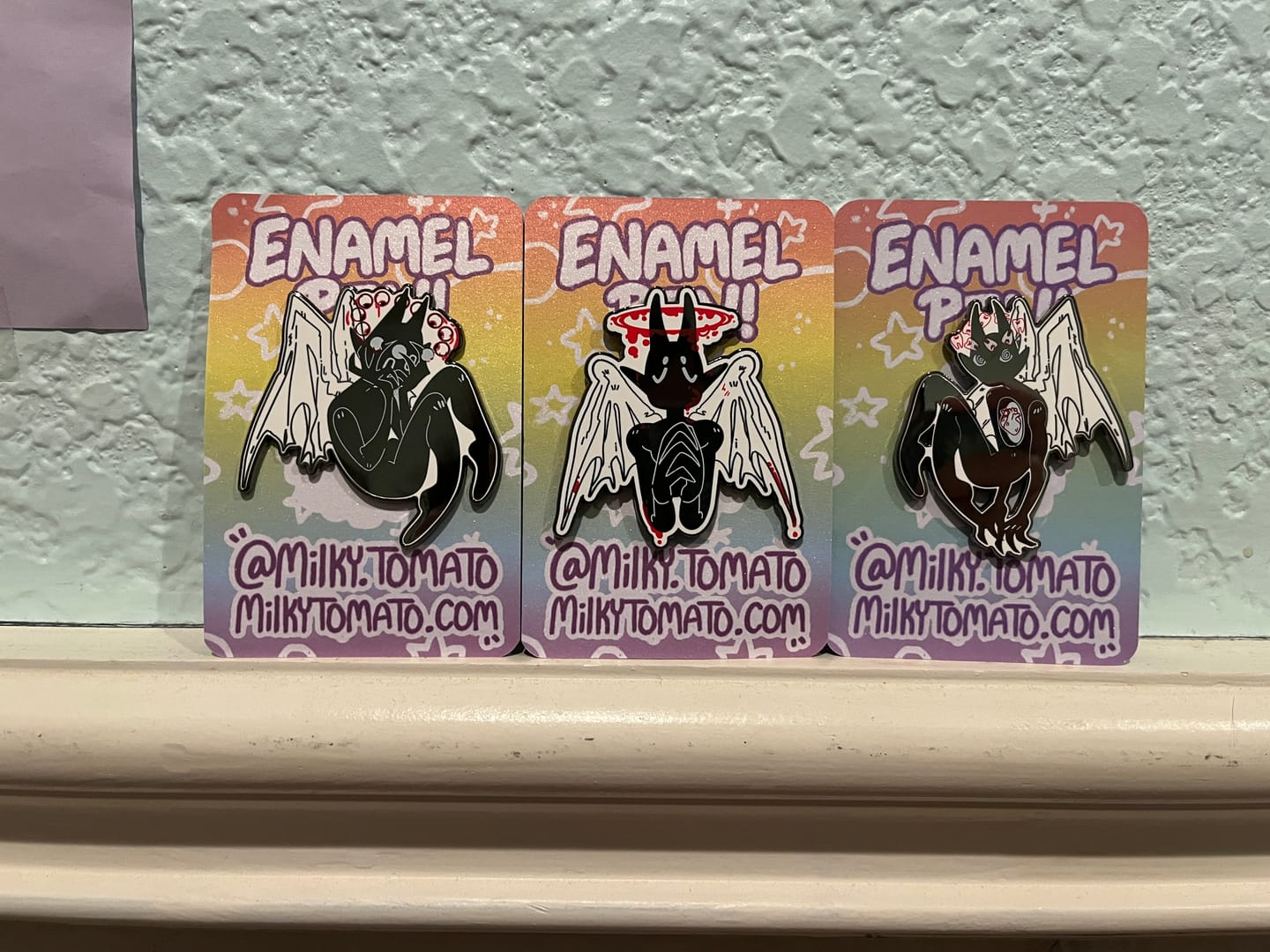 Customer photo review of Gore Angel Enamel Pins