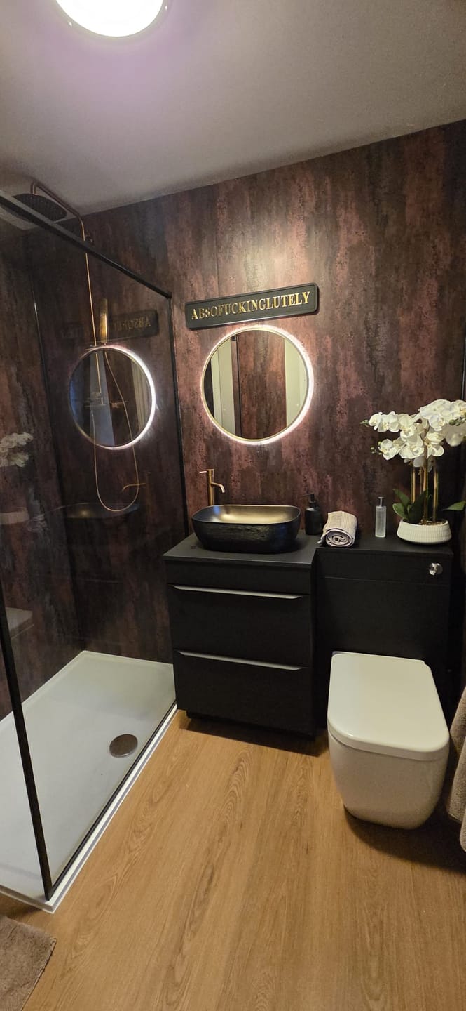 Customer photo review of 10mm Copper Retro Metallic Matt Shower Panel 1M x 2.4M