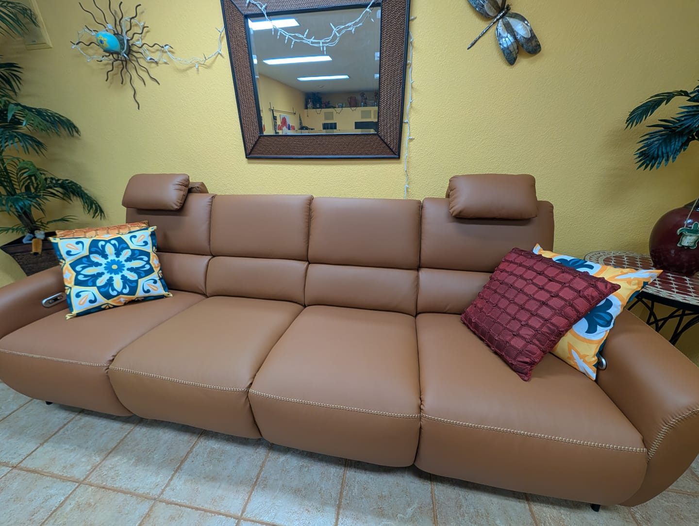 Customer photo review of AeroStretch Massage Edition Power Leather Reclining Sofa with Adjustable Headrest