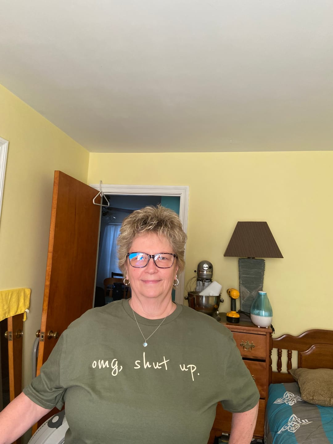 Customer photo review of omg, shut up T-Shirt