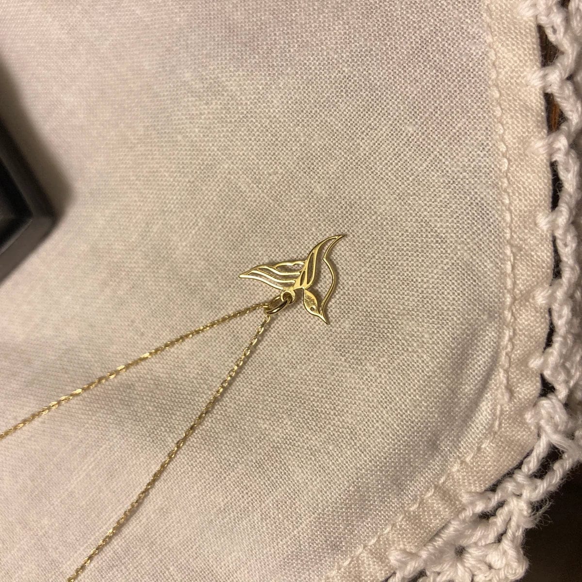 Customer photo review of Hummingbird Necklace – Gold Vermeil on Sterling Silver Dainty Charm