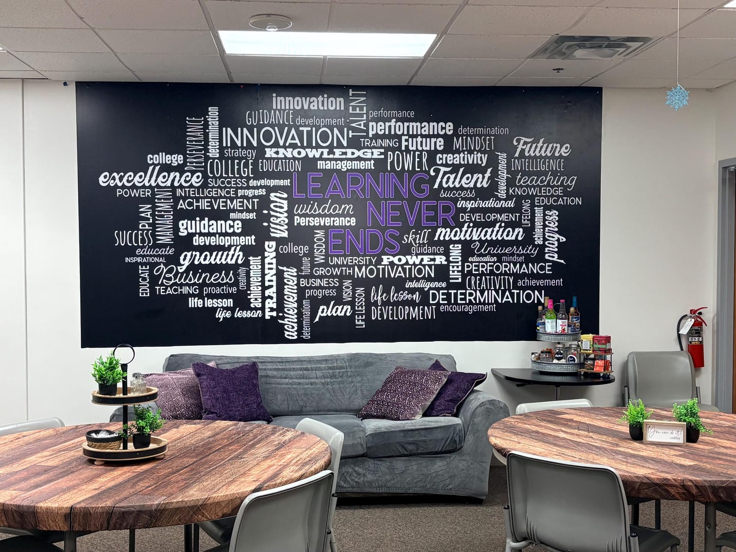 Customer photo review of Office Wall Quote Wallpaper Mural. Learning Never Ends Motivational Business Quote. #6927