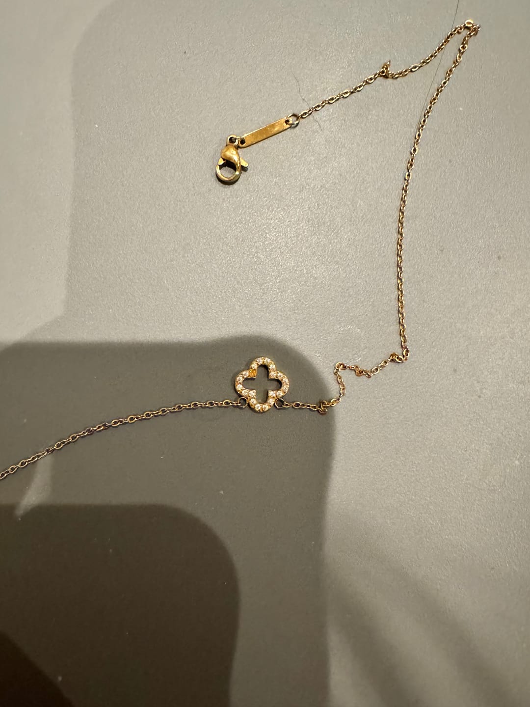 Customer photo review of Pavé Clover Pendant Necklace