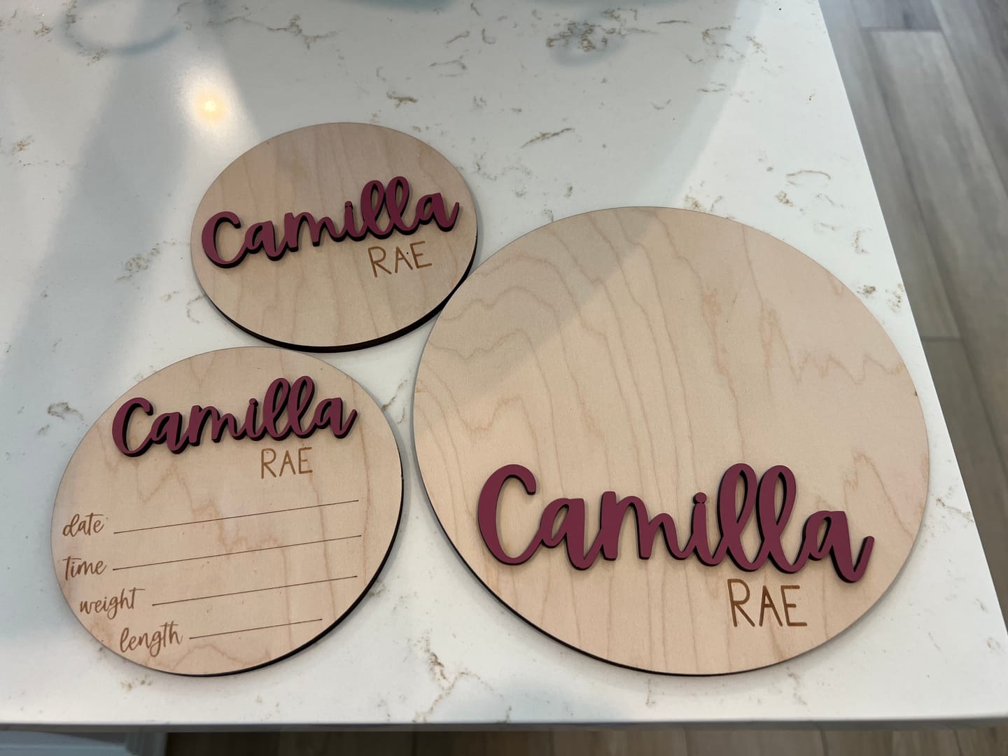 Customer photo review of Baby Name Announcement Sign with Stats