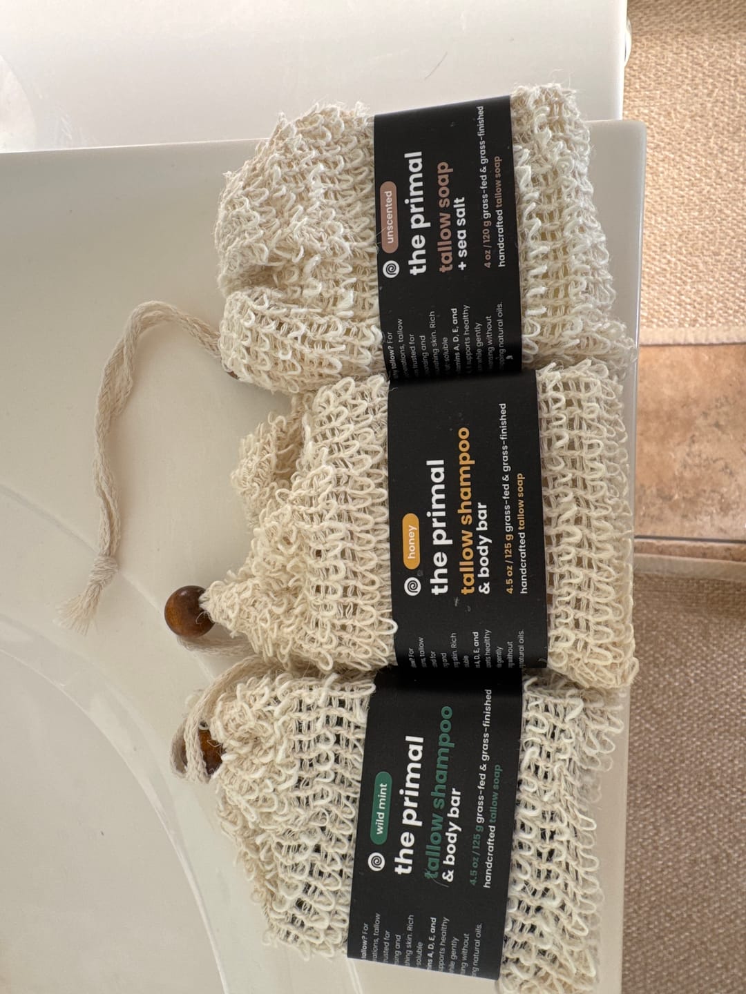 Customer photo review of Unscented Sea Salt Tallow Soap