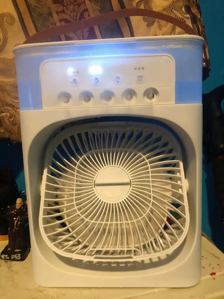 Customer photo review of 3-in-1 USB Air Cooler Fan – Humidifier & 7-Color LED Night Light