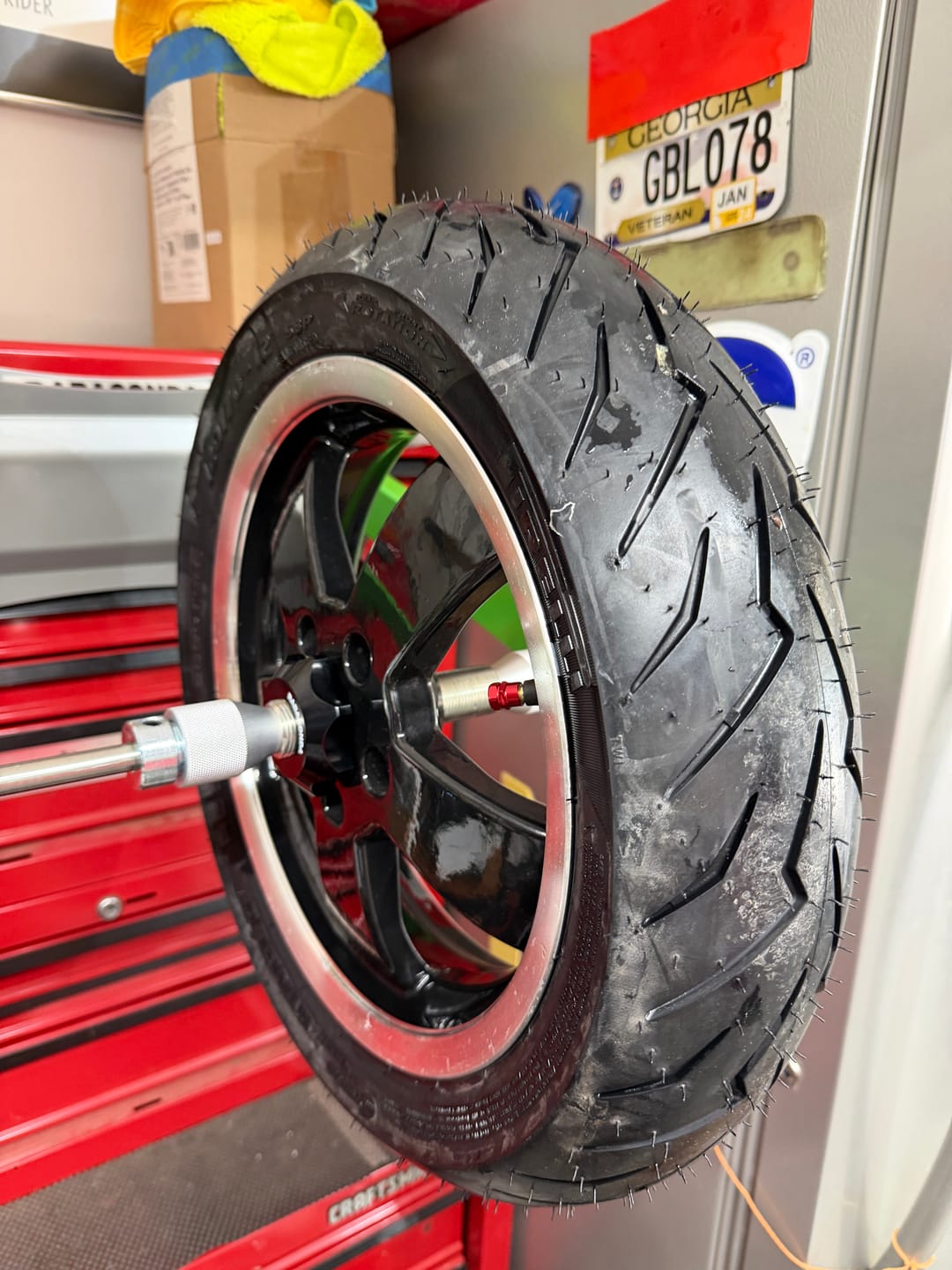 Customer photo review of Motorcycle Wheel Balancer