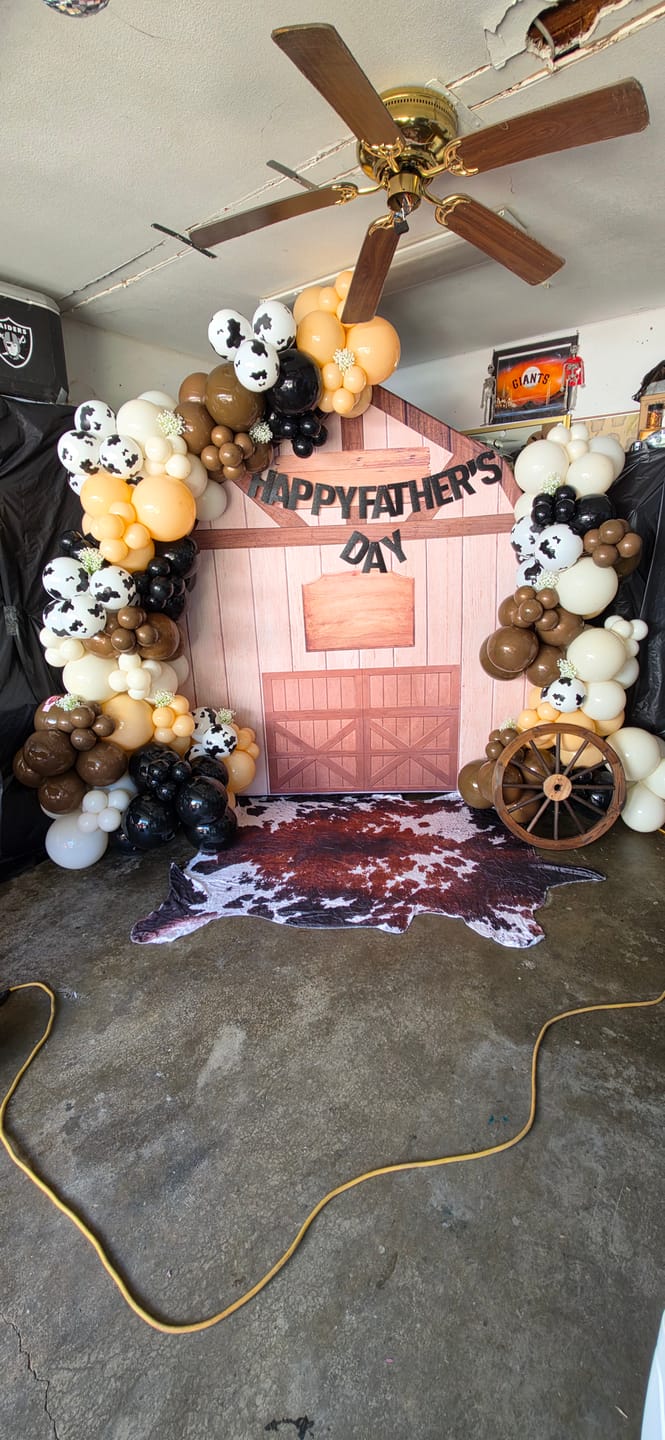 Customer photo review of 7x7ft Farm House Barn Arch Backdrop Wall Stand For Birthday Baby Shower Party Decoration