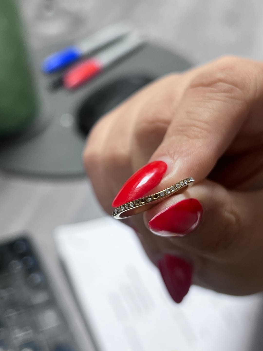 Customer photo review of Pavé Curve Stacking Ring