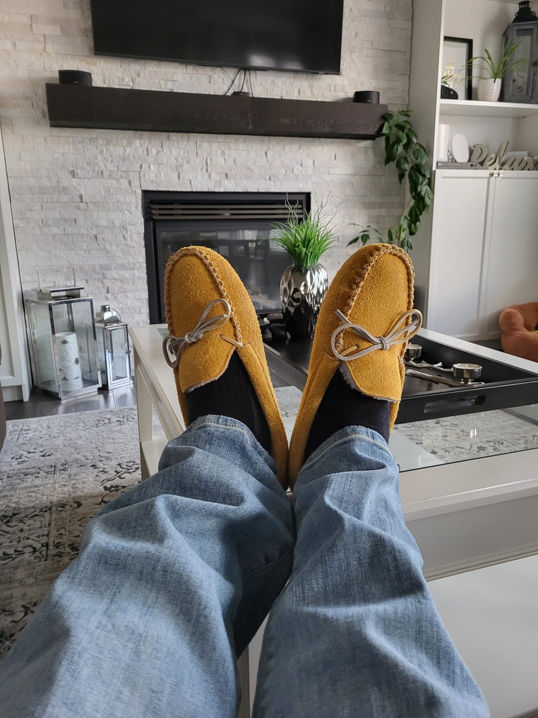 Customer photo review of Men's Soft Sole Moosehide Suede Moccasins