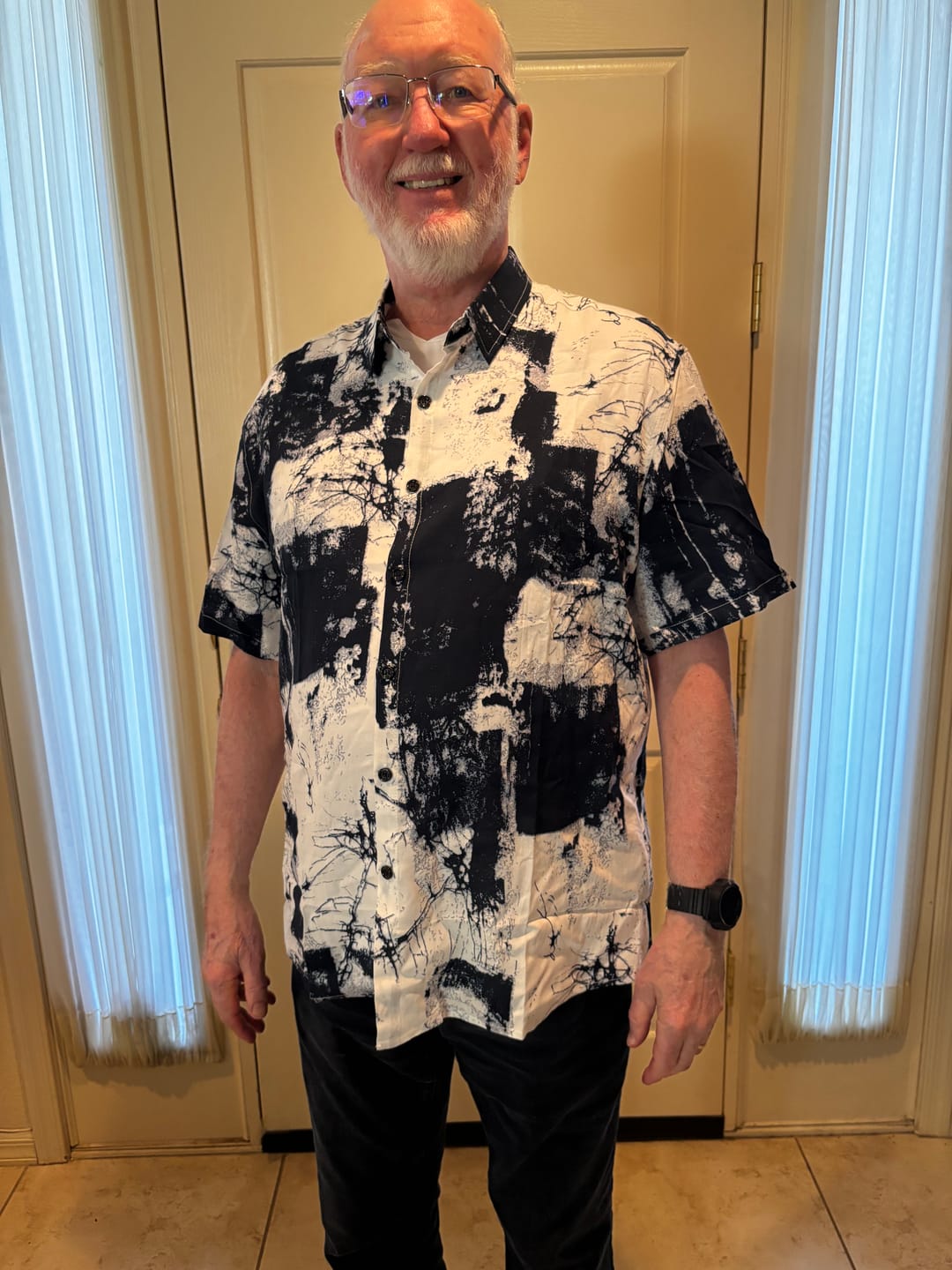 Customer photo review of Men's Short Sleeve Holiday Casual Shirt