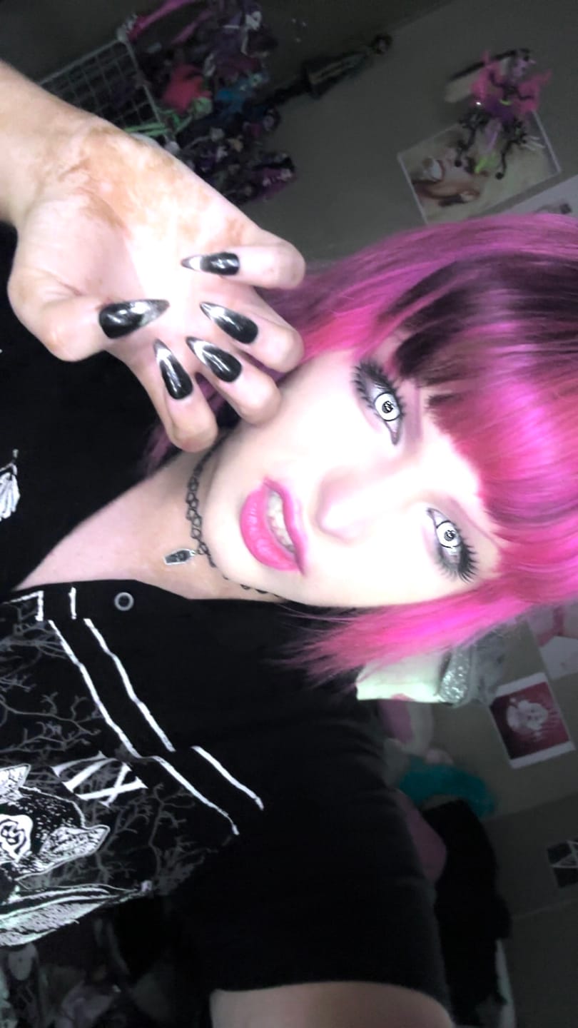 Customer photo review of Halloween Cosplay White Manson Prescription Colored Contact Lenses