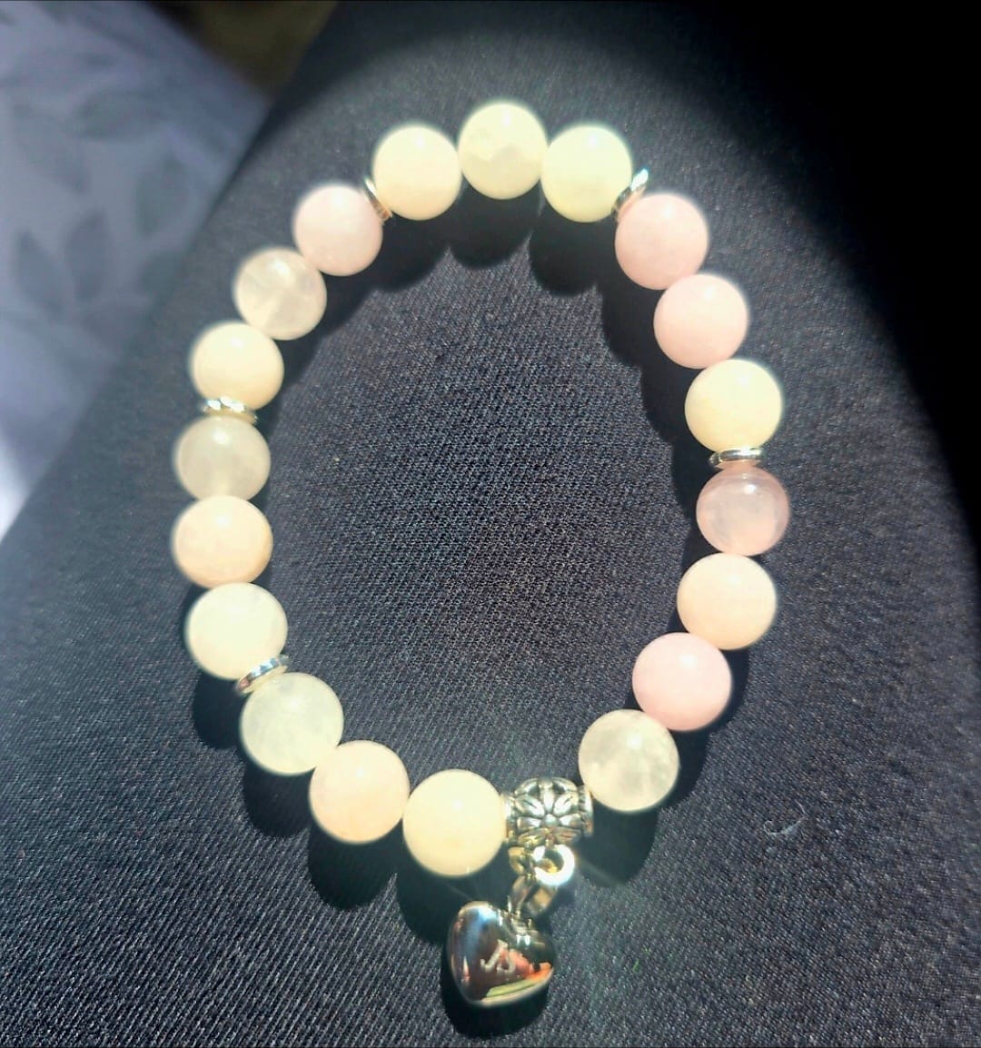 Customer photo review of Rose Quartz Keepsake Heart Bracelet