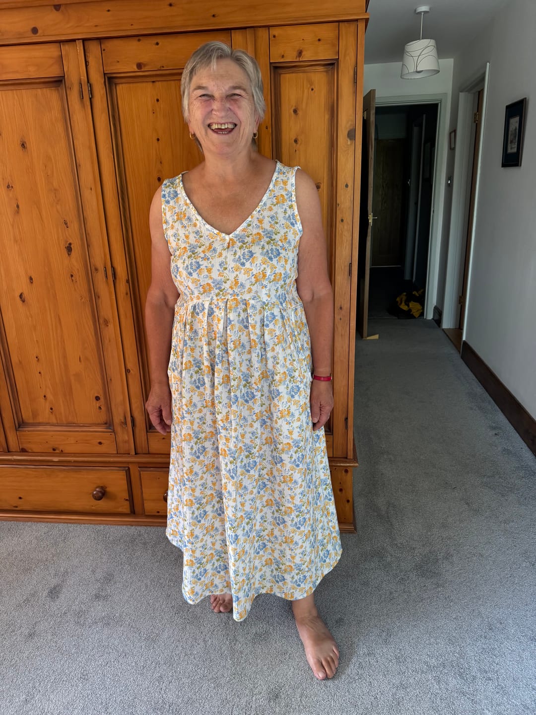 Customer photo review of Blue and Yellow Blossom Double Gauze Fabric