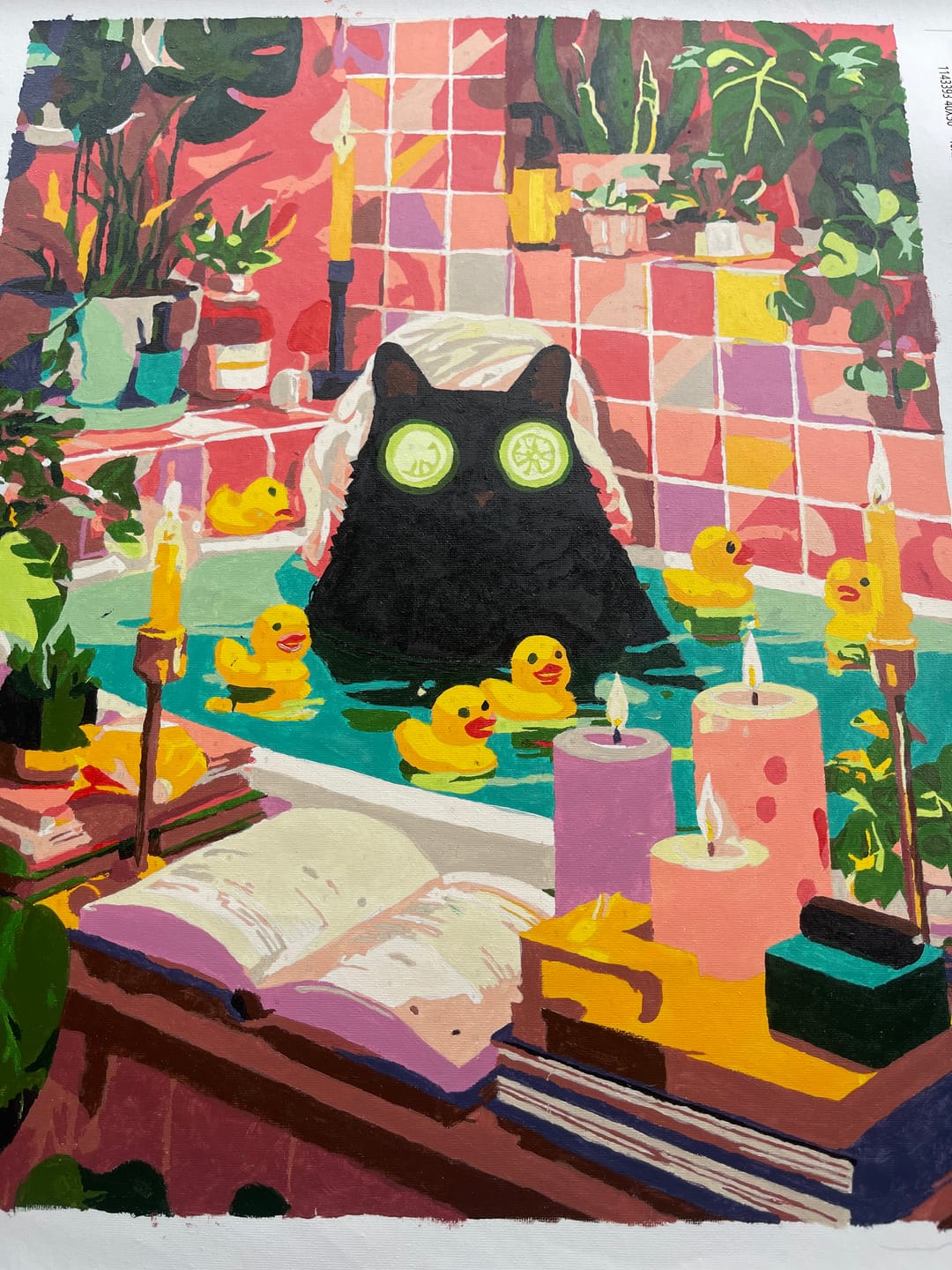 Customer photo review of Relaxing Black Cat | Paint by Number