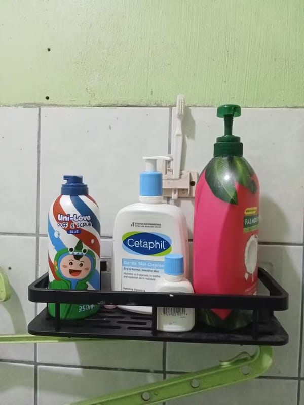 Customer photo review of Floating Shower Shelf