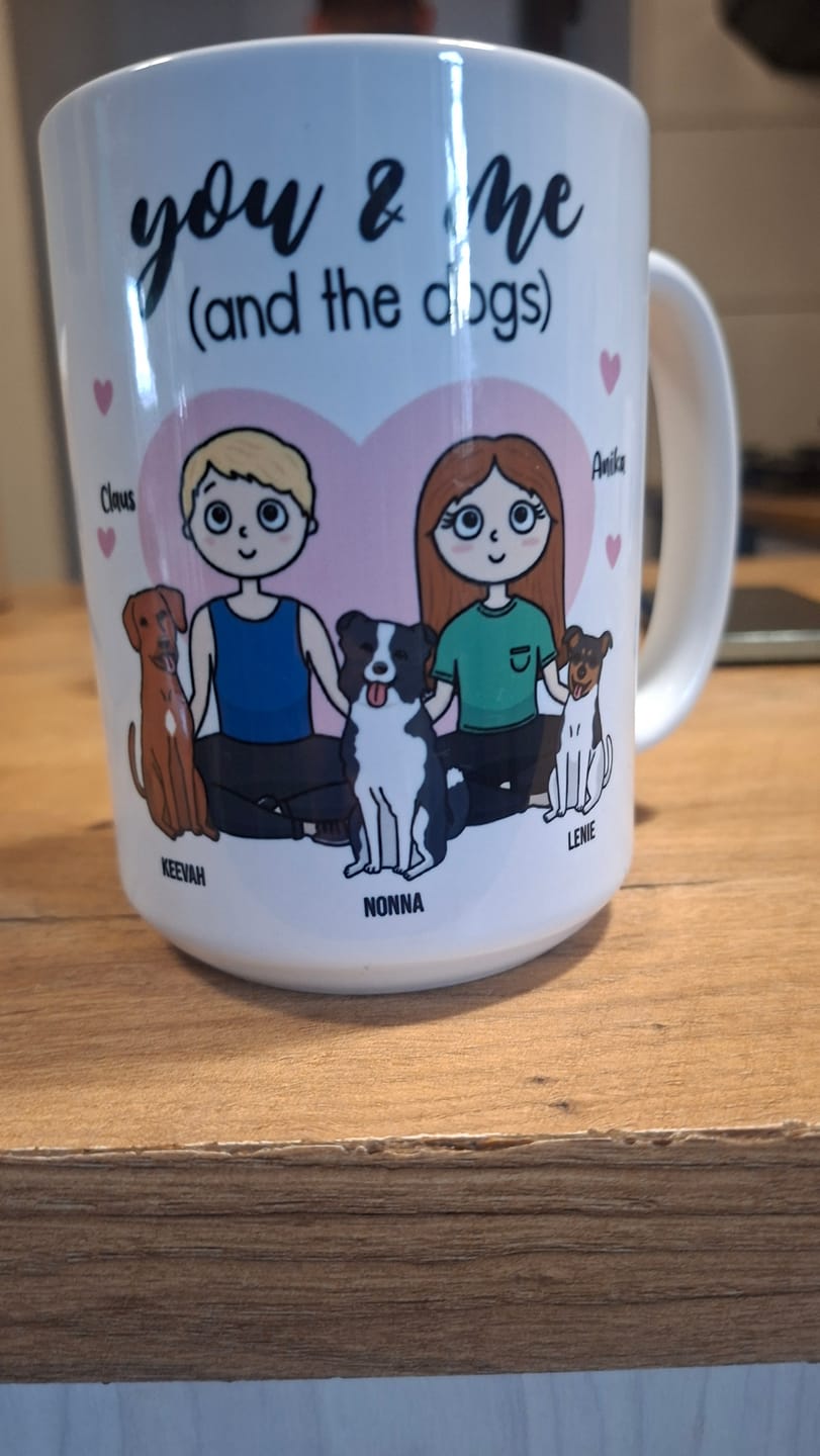 Customer photo review of Personalised Mug - You, Me and the Dog(s)