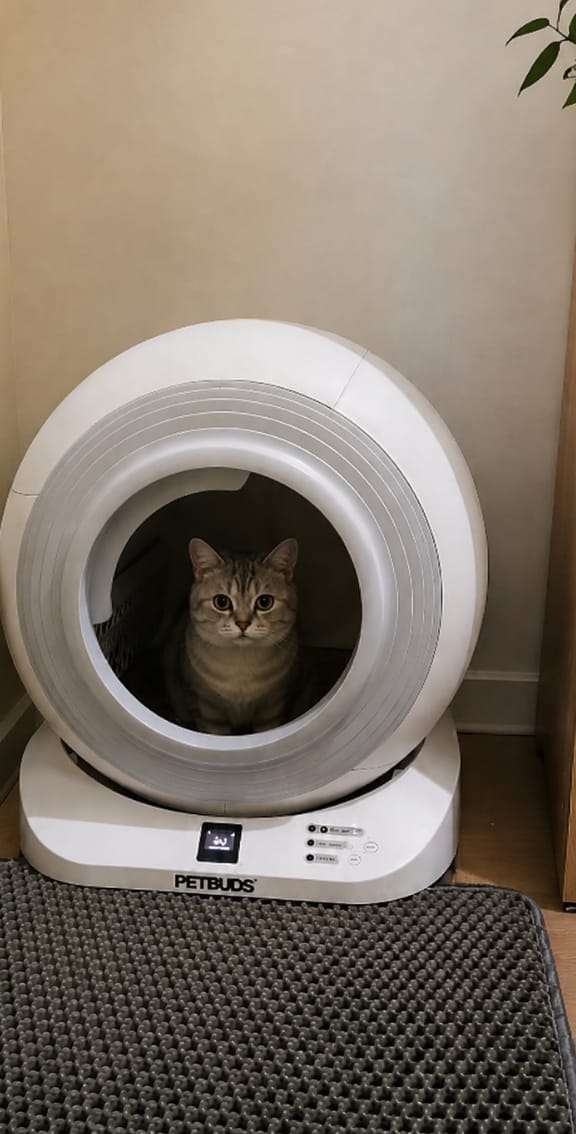Customer photo review of The Petbuds Q-CLEAN Automatic Self-Cleaning Litter Box