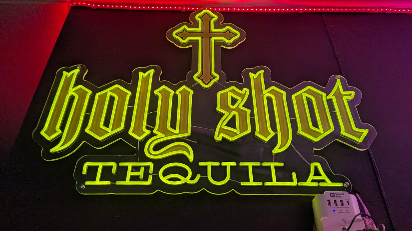 Customer photo review of Holy Shot Tequila - Premium Neon Artwork