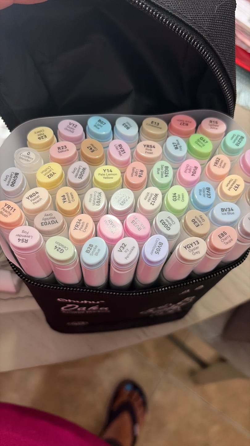 Customer photo review of Ohuhu Oahu 48 Pastel Colors Dual Tips Alcohol Art Markers, Fine & Chisel