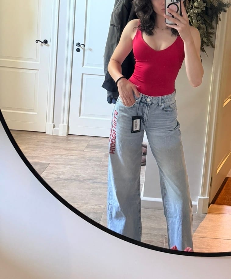 Customer photo review of LABEL BODYSUIT RASPBERRY RED