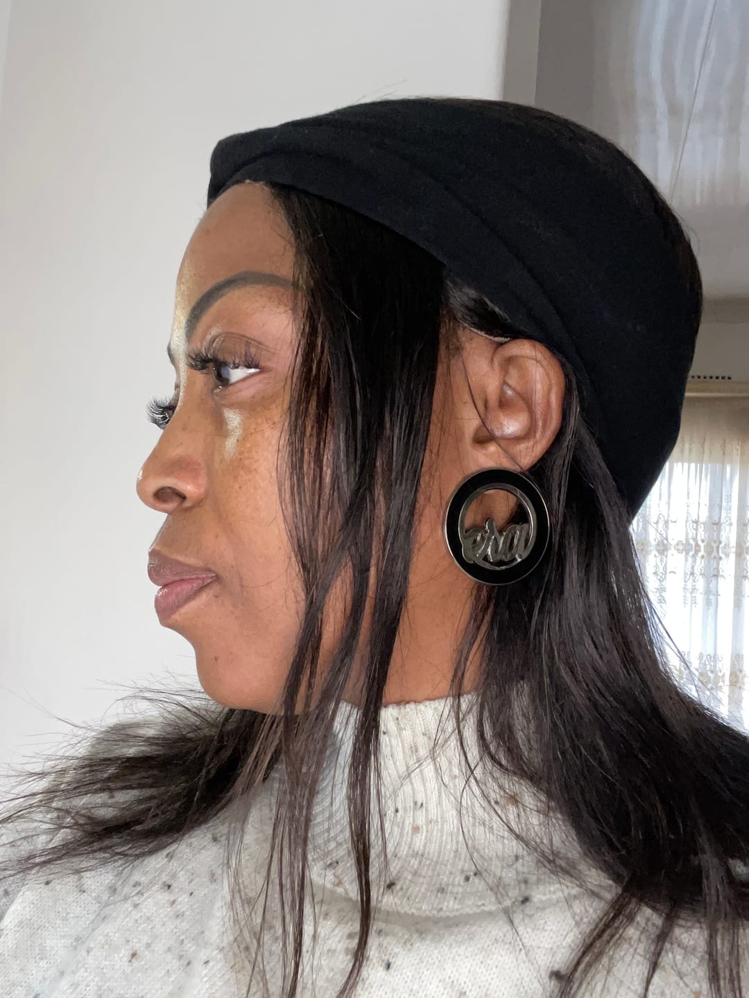 Customer photo review of Silver Diva Earrings