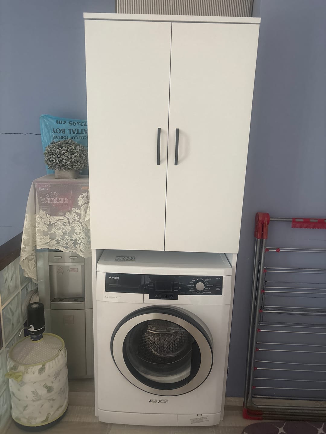 Customer photo review of Rani KD110 Çamaşır Makinesi Dolabı 2 Kapaklı 2 Raflı Banyo Dolabı Beyaz