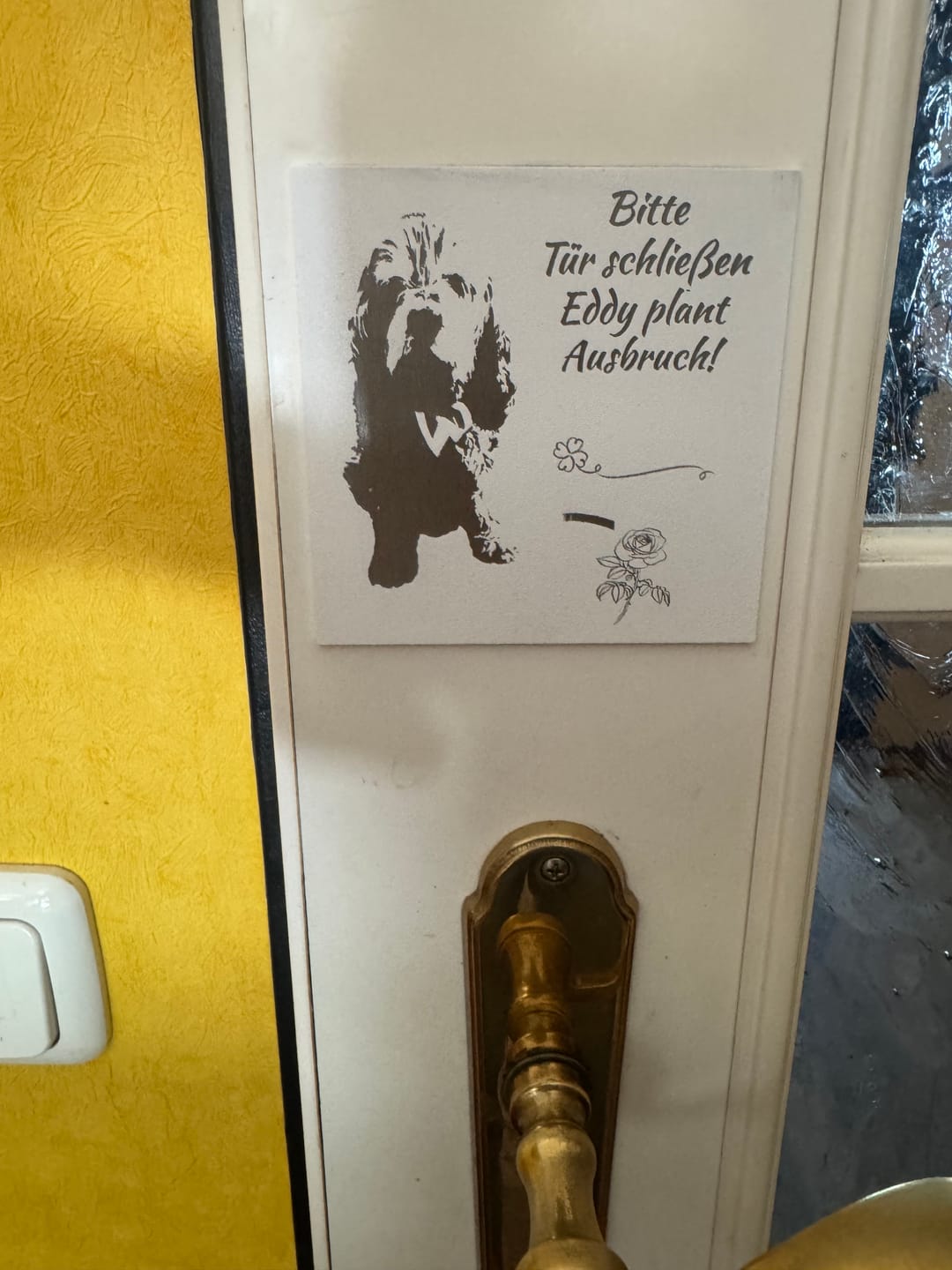 Customer photo review of Farbige Edelstahlschilder in verschiedenen Größen. Individuell personalisierbar 40 Schriftarten über 200 Motive.