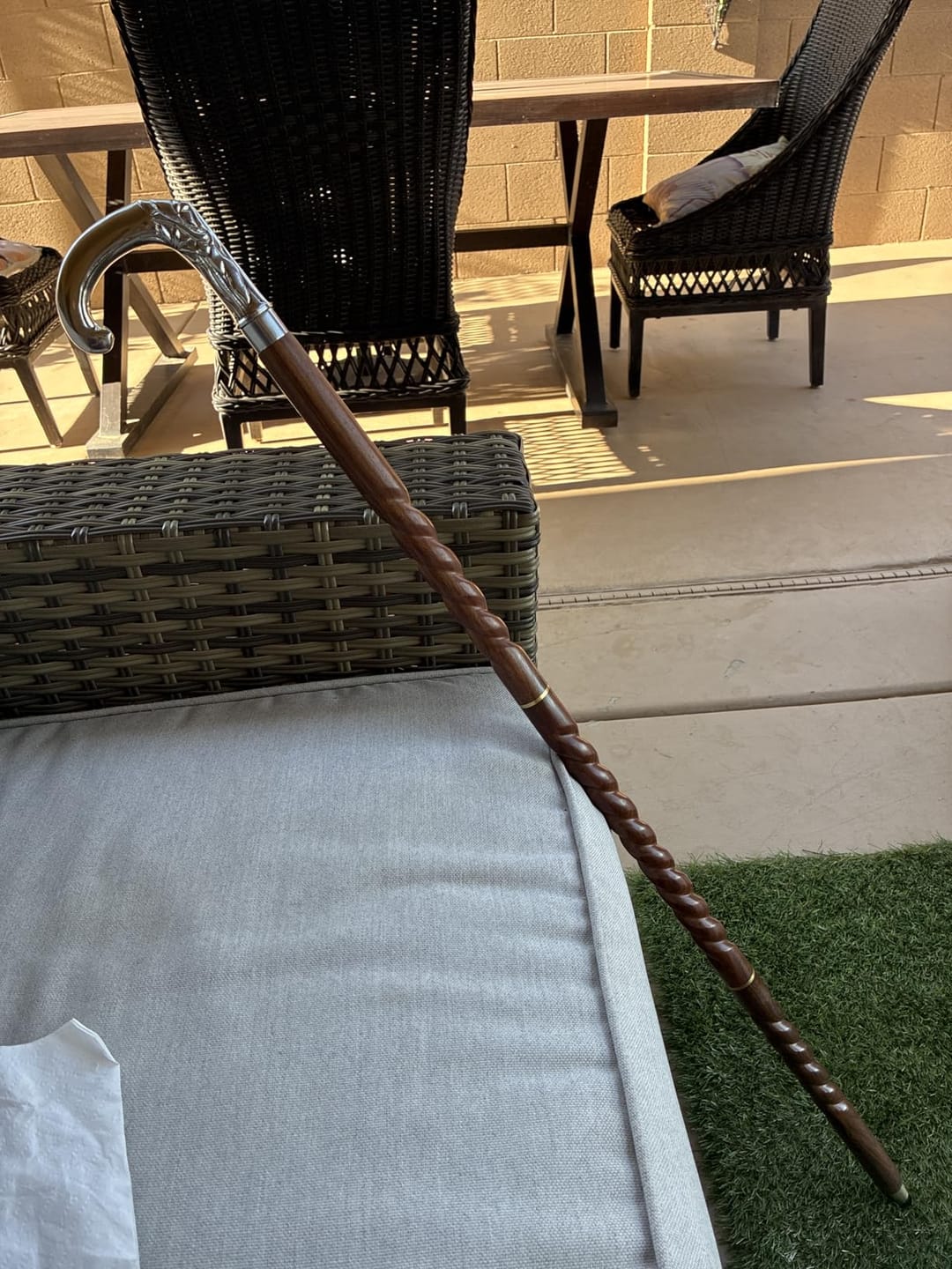 Customer photo review of Handmade Spiral Rope Style Victorian Handcrafted Head Brass Walking Sticks.