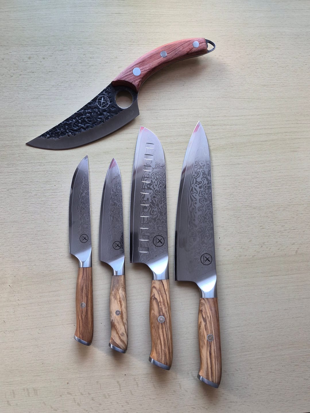 Customer photo review of Damast Messer 3er Set Olive