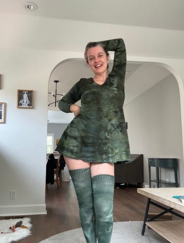 Customer photo review of Mini Slip Dress *with Sleeves* 'Hand-Dyed'