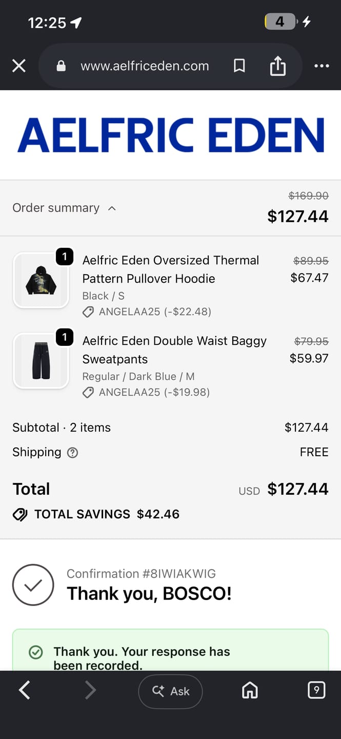 Customer photo review of Aelfric Eden Double Waist Baggy Sweatpants