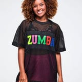 Customer photo review of Zumba Worldwide Boxy Mesh Top