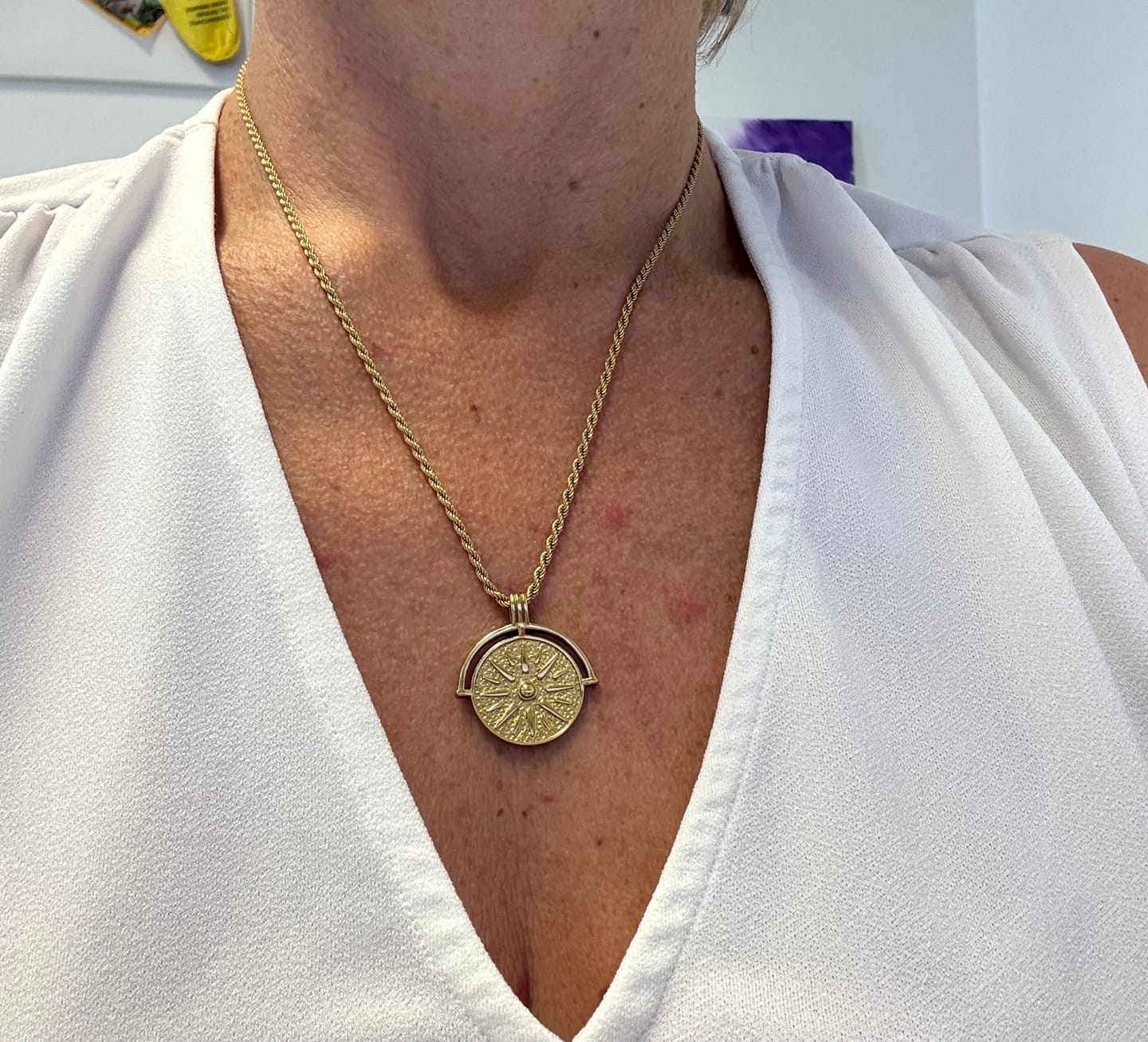 Customer photo review of Golden Sun Necklace
