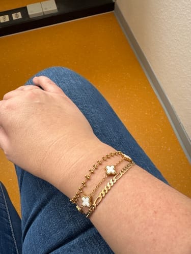 Customer photo review of Clover Bracelet with Personalised Engraving
