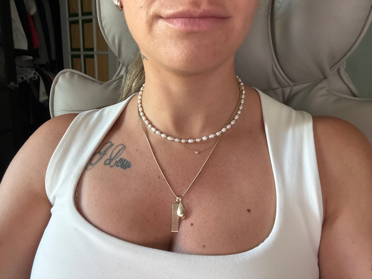 Customer photo review of Lagoon Pearl Necklace - Gold