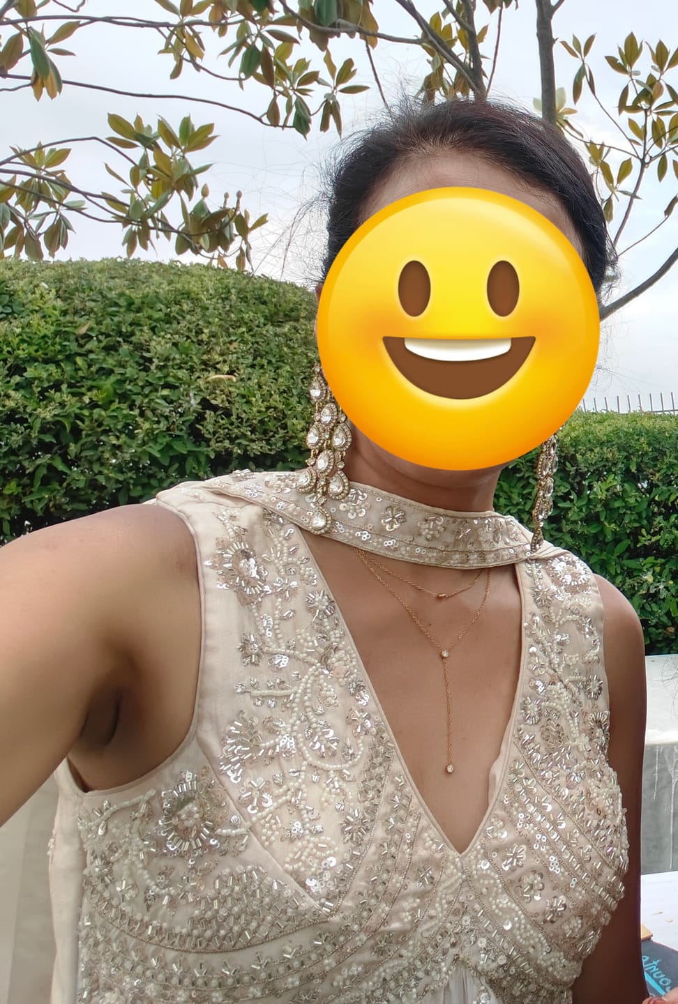 Customer photo review of Two Layered Solitaire Drop Necklace