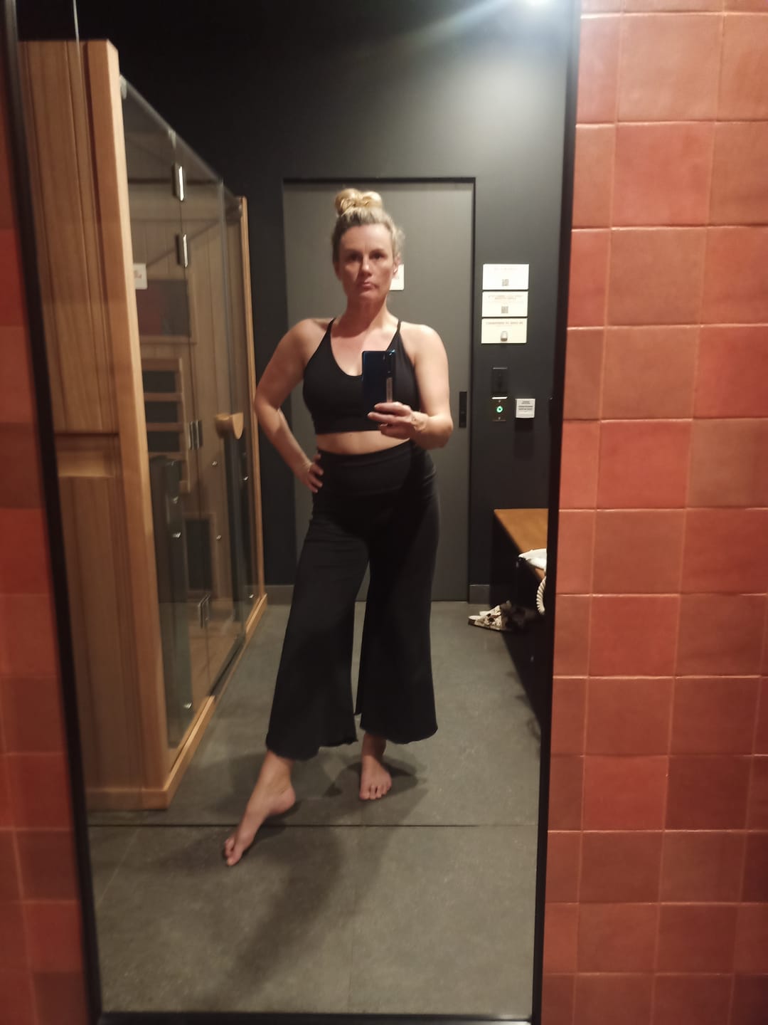 Customer photo review of Hemp 3/4 Flare Yoga Pants