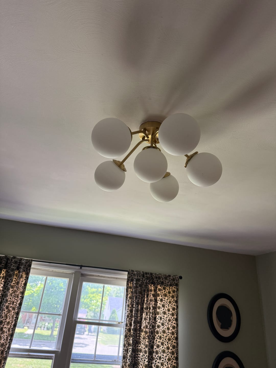 Customer photo review of Bloom Brass Frosted Glass Bubble Semi Flush Chandelier