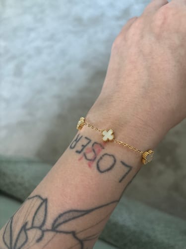 Customer photo review of Clover Bracelet with Personalised Engraving