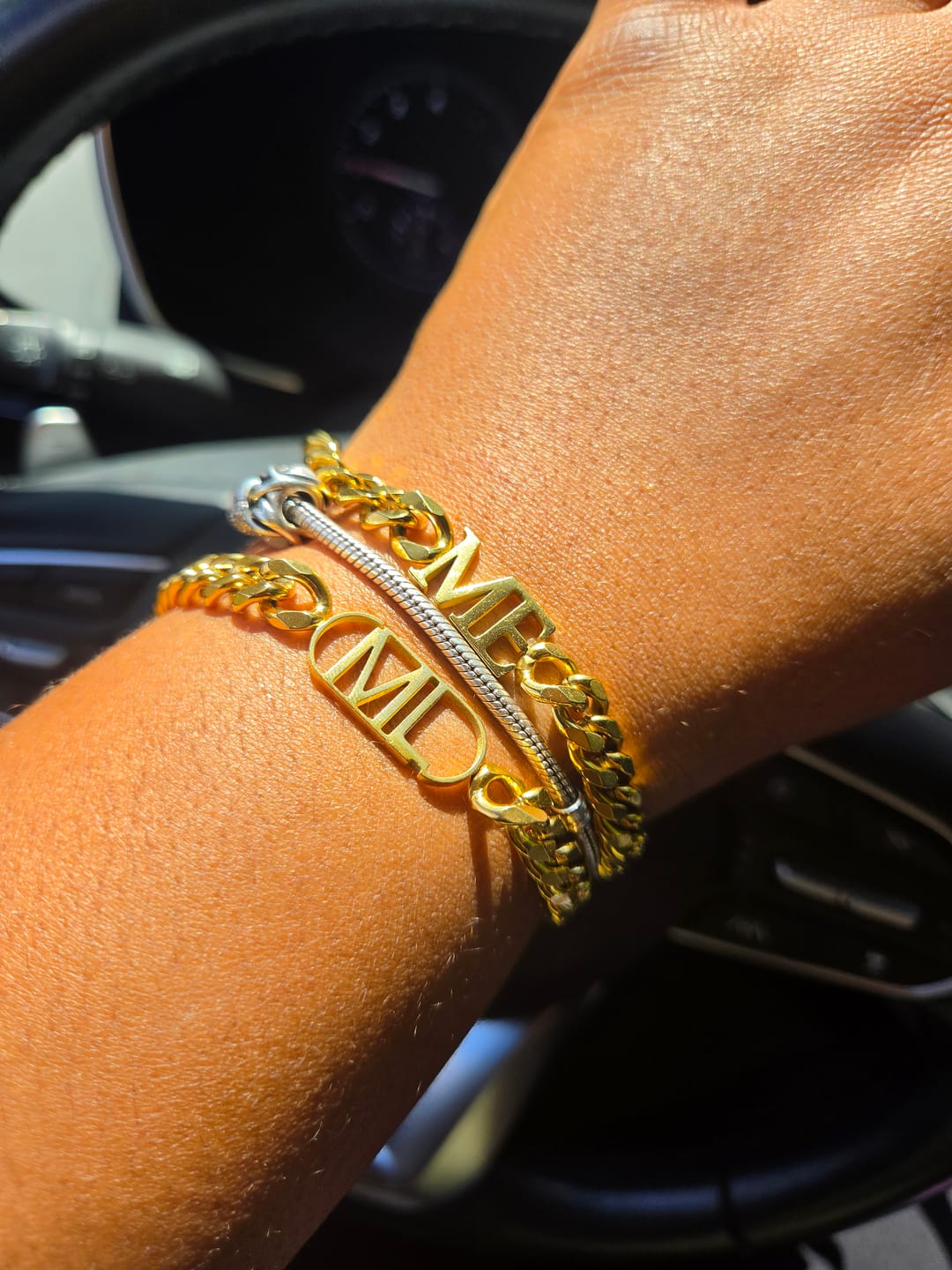 Customer photo review of Initials Bracelet w/ XL Cuban Chain